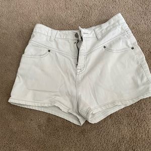 BDG super high rise, seam short light wash denim shorts